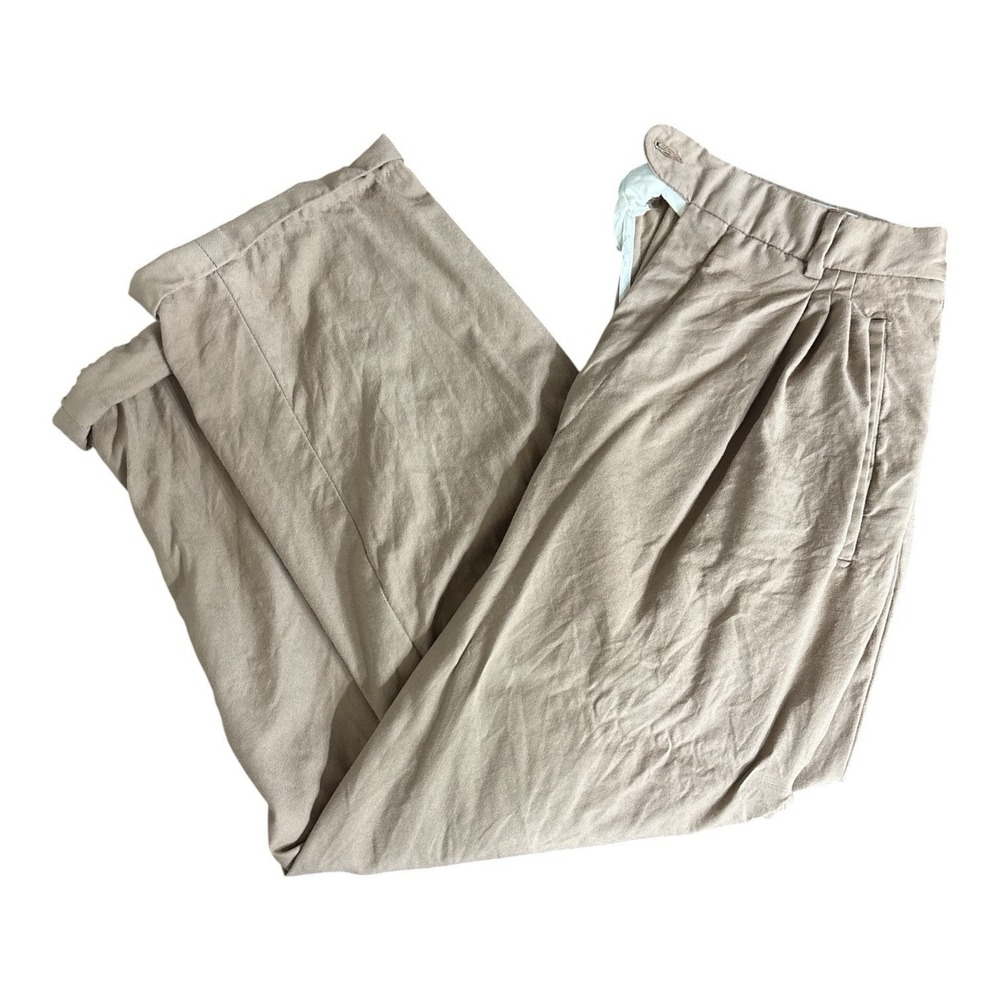 CORNELIANI Elite Tan Virgin Wool Pleated Dress PANTS Trousers 32 Made In Italy